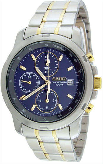 SEIKO GENTS **DRESSY 2-TONE** Chrono...Speedmaster Deep Osean two-tone 100meter SND 123P1
