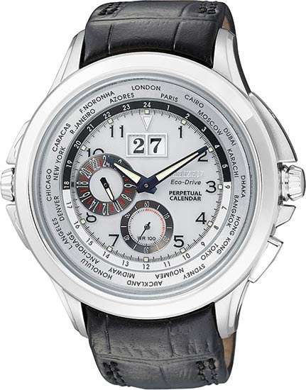 CITIZEN GMT WORLDTIMER ECO-DRIVE PERPETUAL CALENDAR WATCH Authentic !!!