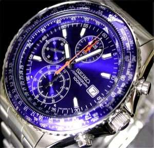 SEIKO *PILOT FLIGHTMASTER* SLIDE RULER SND255P1 MARINE BLUE RETAIL R4995