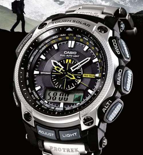 CASIO PROTREK PRG500T-7DR TITANIUM*SIMPLY THE BEST*TRIPLE SENSOR TOUGH SOLAR BARO-ALTI-TEMP-COMPASS