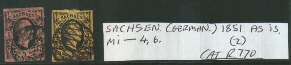 SACHSEN : 1851 : Mi 4 + 6 : MM : CAT R770