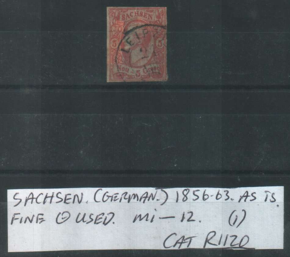 SACHSEN : 1856 - 63 : FINE USED : Mi 12 : CAT R1120