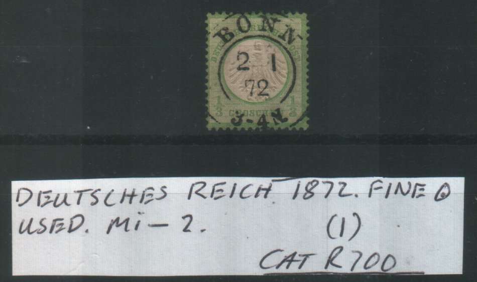 DEUTSCHES REICH : 1872 : FINE USED : Mi 2 : CAT R700