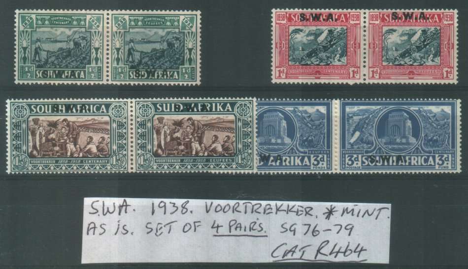 SWA : 1938 : VOORTREKKER : MM : SG 76 - 79 : 4 PAIRS : CAT R464