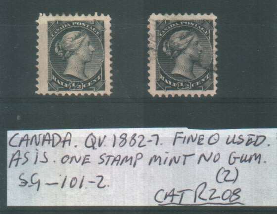 CANADA : QV : 1882 - 7 : FINE USED : SG 101 + 102 : CAT R208