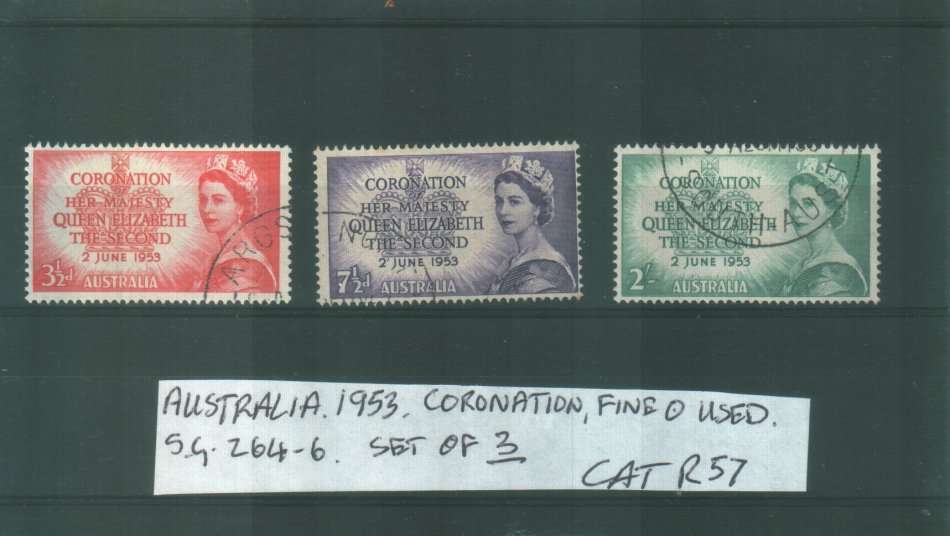 AUSTRALIA : 1953 : CORONATION : FINE USED : SG 264 - 6 : CAT R57