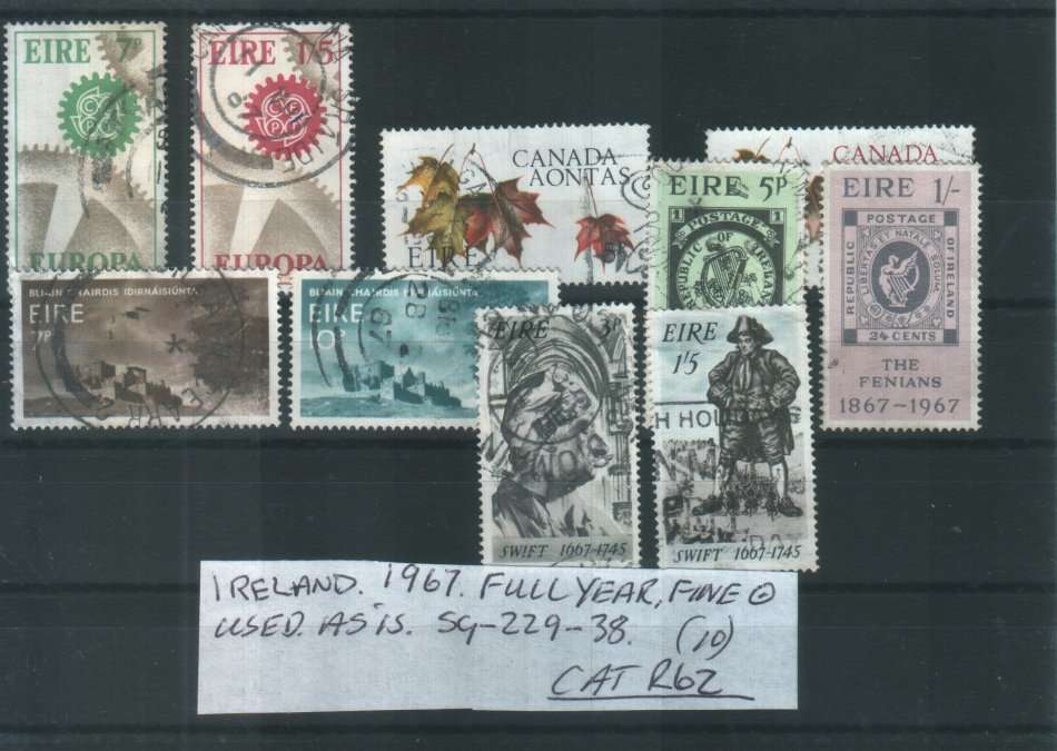 IRELAND : 1967 YEAR SET : FINE USED : SG 229 - 38 : CAT R62