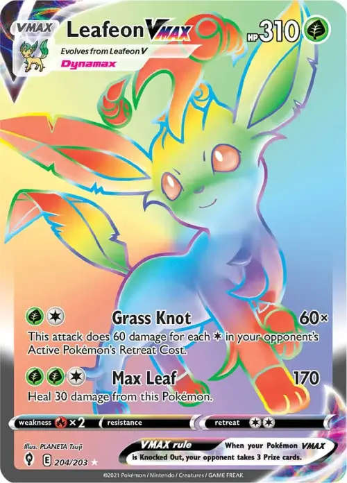 Pokemon TCG: Leafeon VMAX (Secret Rare) - SWSH07: Evolving Skies (SWSH07)