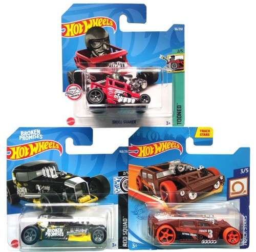 Hot Wheels - 3 Blister Packs - Skull Crusher, Mod Rod, Lethal Diesel (1:64 scale)