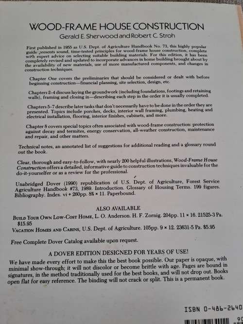 Wood- Frame House Construction - G Sherwood & R. Stroh
