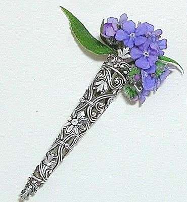 Other Antiques Collectables ART NOUVEAU SILVER POSY PIN BROOCH PAST TIMES was sold for 75.00 on 5 Apr at 20 36 by marelena in Johannesburg ID 142325807