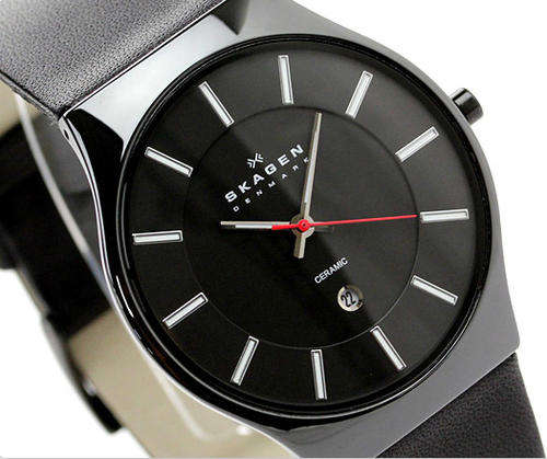 Bargain Special! SKAGEN WHITE LABEL QUARTZ WATCH with BLACK DIAL and BLACK LEATHER STRAP