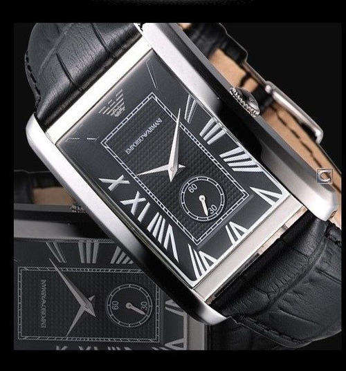 EMPORIO ARMANI CLASSIC Black Bold Rectangular Dial Men's Watch *Imported*