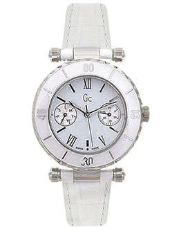 SPECIAL! GUESS COLLECTION GC SPORTY WHITE WATCH with WHITE CROCO LEATHER STRAP