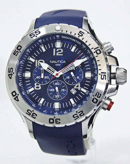 CHRISTMAS SPECIAL! NEW 2010 NAUTICA BLUE MENS CHRONOGRAPH TACHYMETER 100m