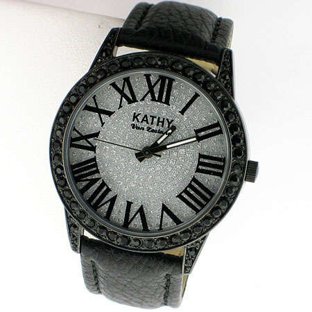 Funky! KATHY VAN ZEELAND CRYSTAL BLACK DESIGNER LADIES WATCH