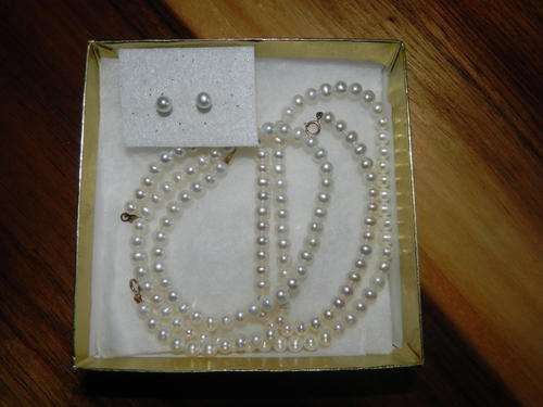 Vintage Cultured Pearl 14K Gold Clasps Set- Necklace, Earrings & Bracelet