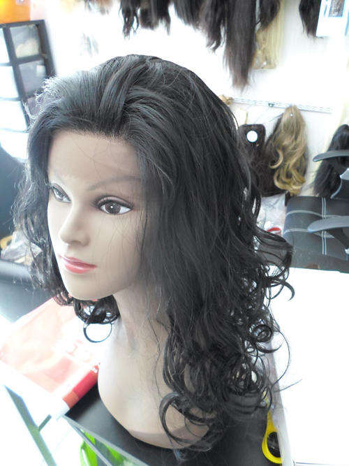 joedir lace front heat resistant long curly wig black brown colour