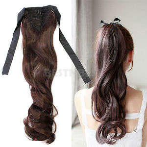 60cm long tie on wavy Ponytail hair piece -AAA grade fibre