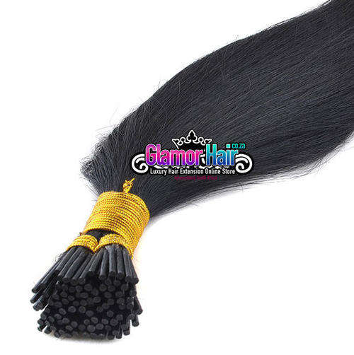 100% pure virgin Indian remy hair extensions I tip 18" long - #1b black brown