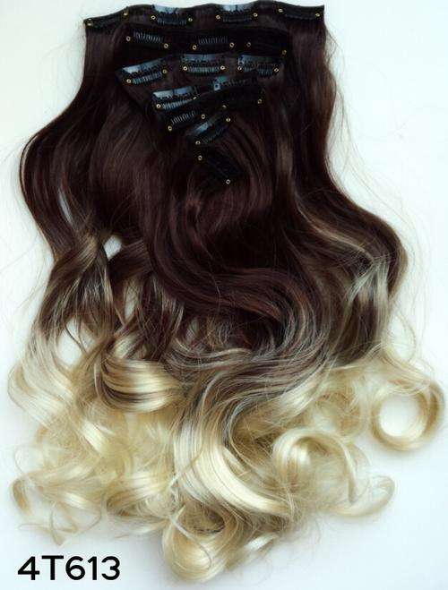 Ombre clip in hair extensions 7pc set wavy