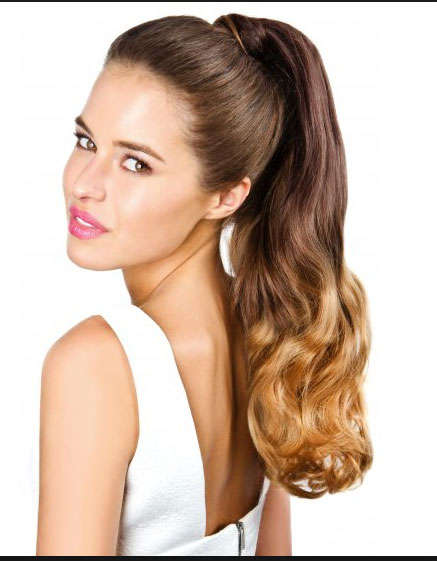 ombre 50cm long tie on wavy Ponytail hair piece -AAA grade fibre