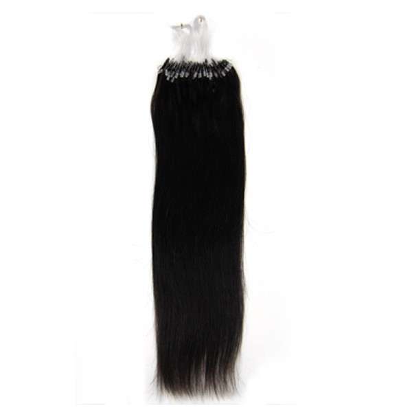 100 pc micro loop 24" long #1b black brown 100% Brazilian remy hair