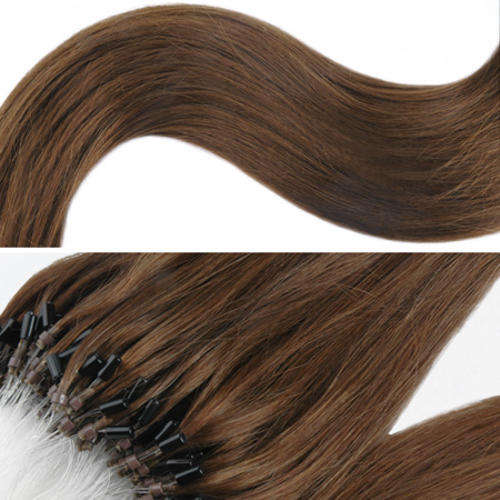 100 strand micro loop 16" long #6 chestnut light brown 100% Brazilian remy hair
