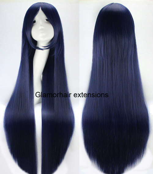 80cm midnight blue cosplay wig