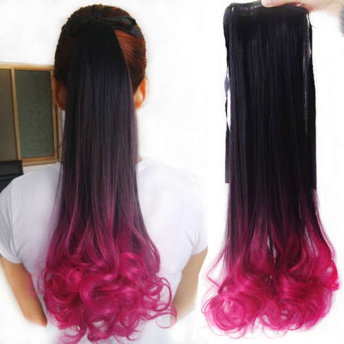 magenta ombre tie on ponytail hair extensions