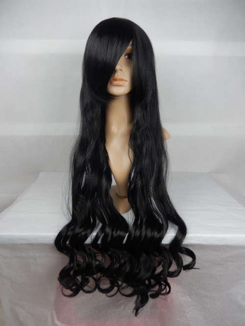100cm jet black cosplay wig( synthetic)