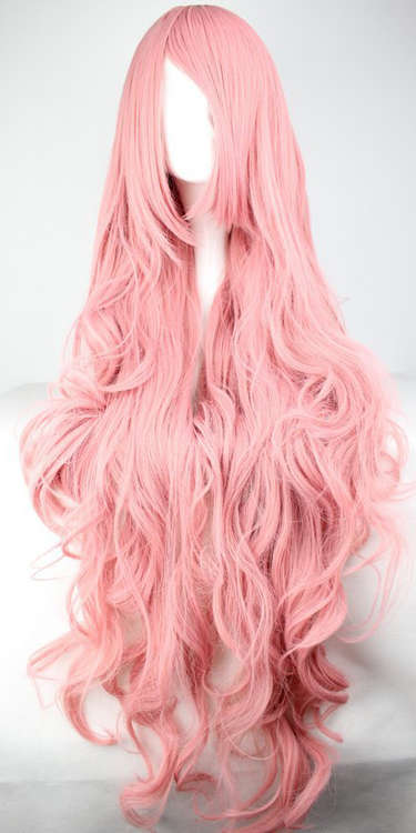 100cm musky pink wavy cosplay wig