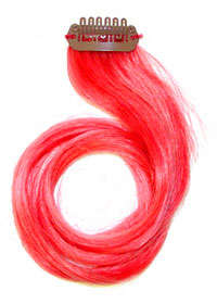 red hair extension clip streaks x2pc  - 20 inches silky  remy hair - straight