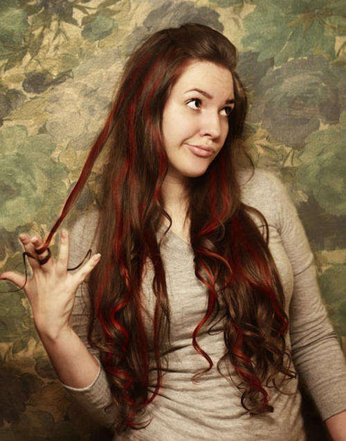 red hightlights DIY extensions -- 100%remy human hair 10 pieces with free micro rings