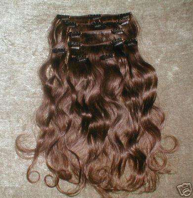 Affordable! clip in extension 8pc 45cm long high tempreture synthetic hair ~wavy~ +free shipping!