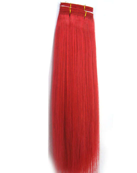 Stunning bright red remy human hair clip in streaks x4 pieces pack -40cm