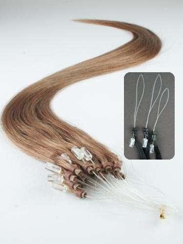 50% off! - 20 strands of LIGHT BROWN Indian remy micro loop DIY hair extensions streaks - 16" long