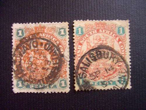 RHODESIA - BSAC - 1d X 2 - 1896/7