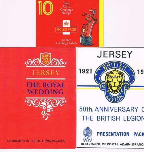 Selection of Jersey Silver Wedding Presentation Packs and GB Booklet 1st Class Greeting Stamps
