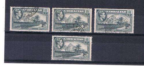 Gibraltar - KGVI - SG 124, 124a, 124ab, 124b. Very Fine Used