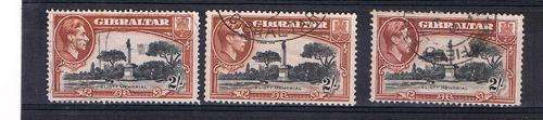 Gibraltar - KGVI - SG 128, 128a, 128b. All Very Fine Used