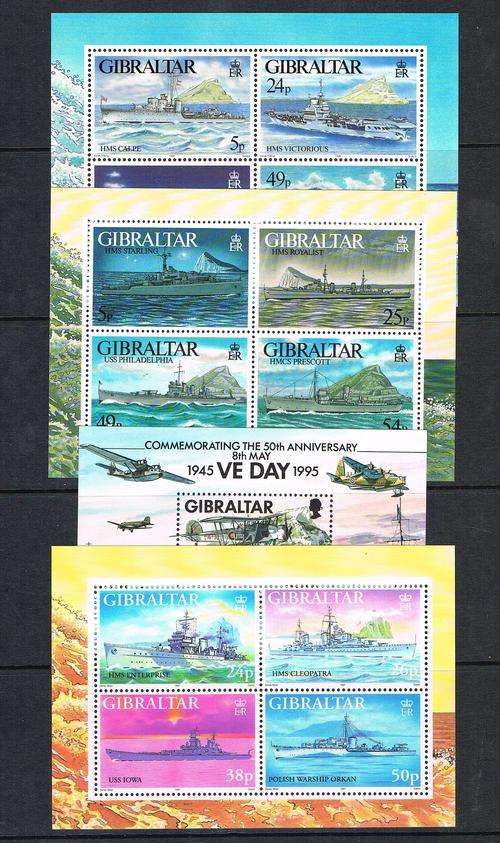 Gibraltar - QEII - War Ship Miniature Sheets UM. Cat R800+. As per 2 Scans