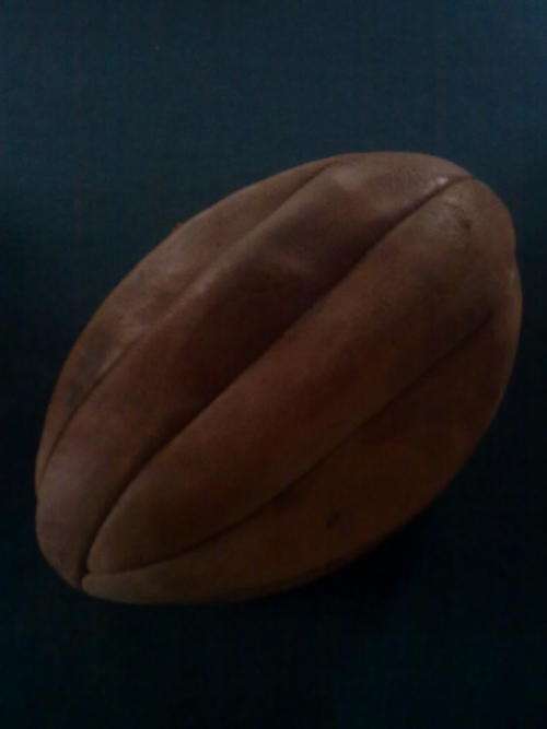 Very old leather 8 pannel rugby ball.