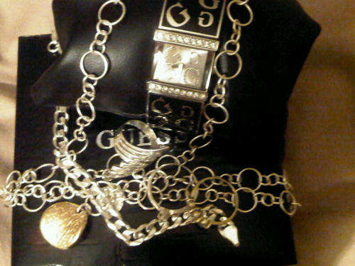 Guess Watch with Ring and Necklace Combo
