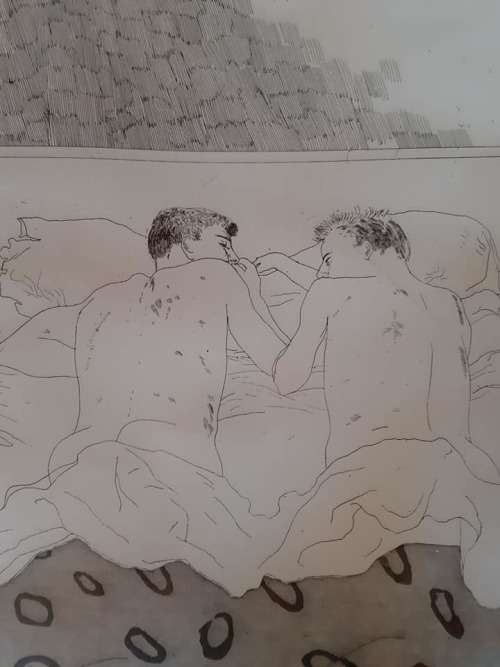 Signed Vintage David Hockney print "Two Boys Aged 23 or 24".