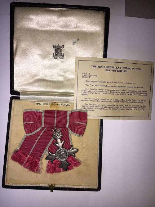 MBE Medal (ladies medal) issued 1946 - Very Rare version of the MBE