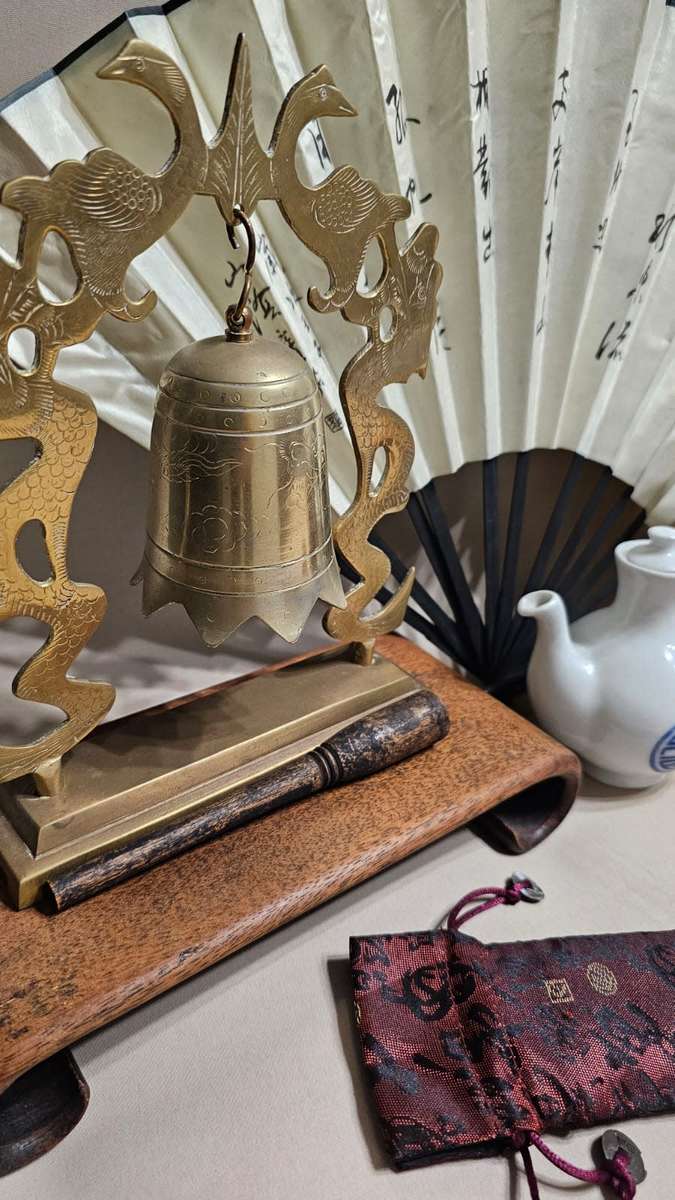 Vintage Chinese Collection - Bell, Fan, Porcelain, Puppet etc.