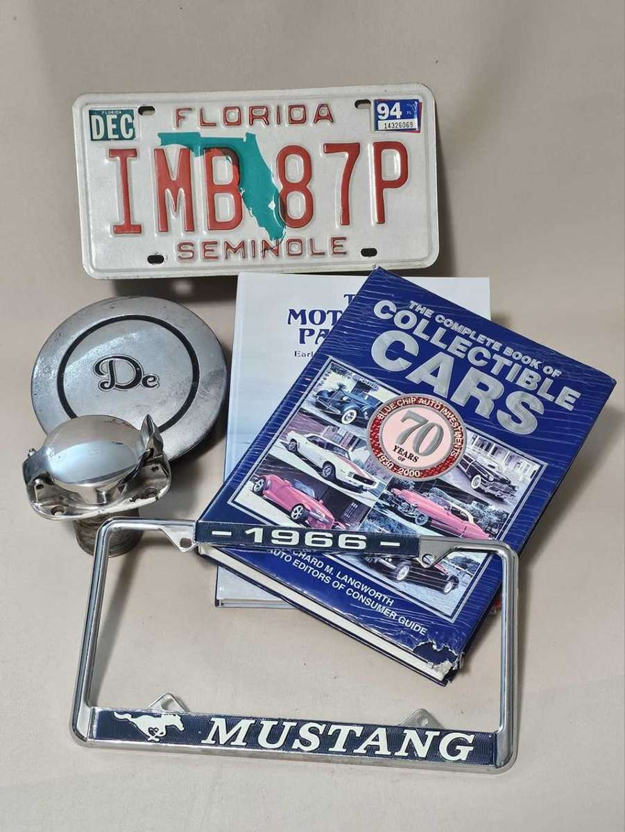 Vintage Car Collectibles - Racing Fuel Cap, De Soto 1928 Hubcap, Classic Car Books