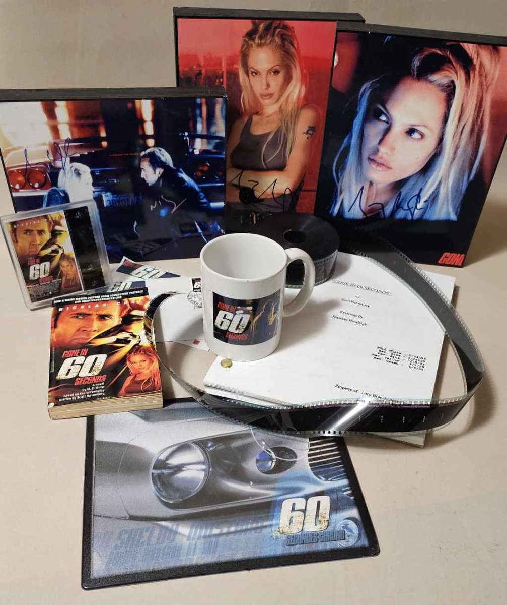 Movie Memorabilia - GONE IN SIXTY SECONDS - Original Movie Script & Trailer Film, Coffee Cup, etc