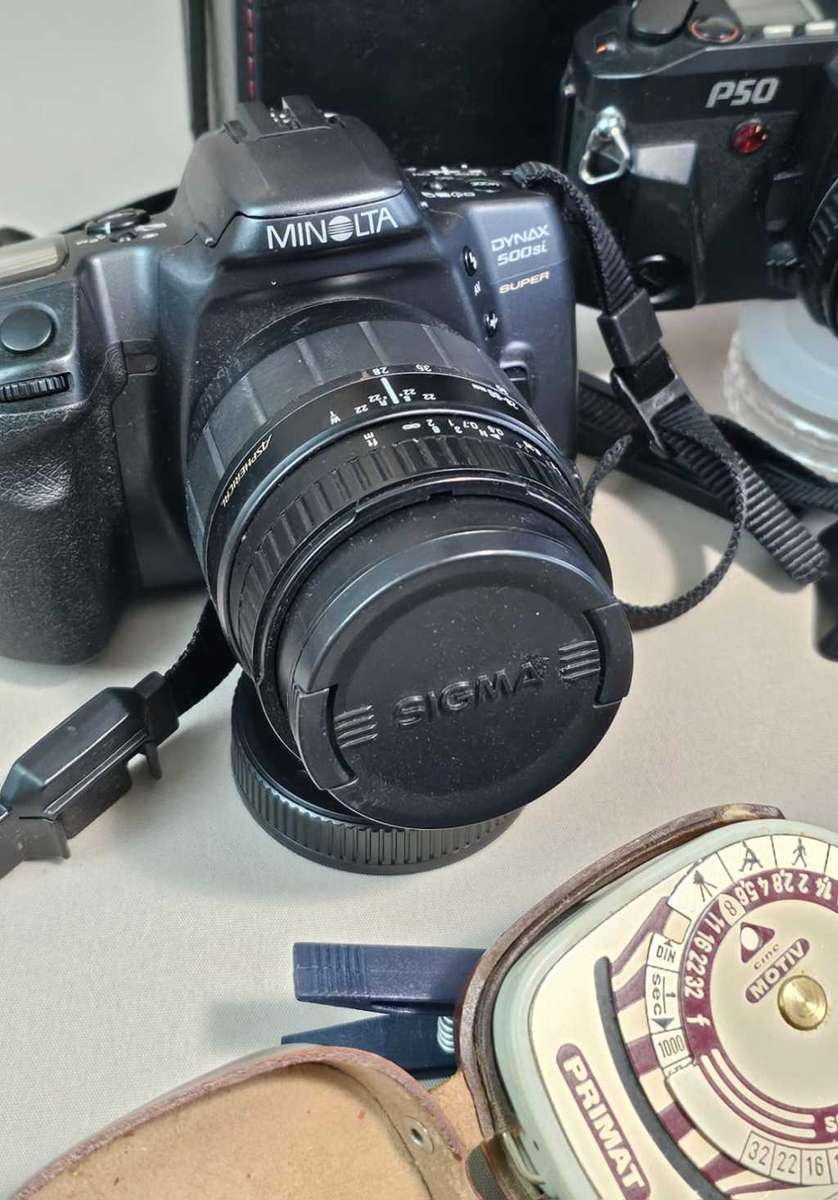 PENTAX P50 and MINOLTA Dynax 500si with SIGMA APO Macro Lens (2 Camera Lot)